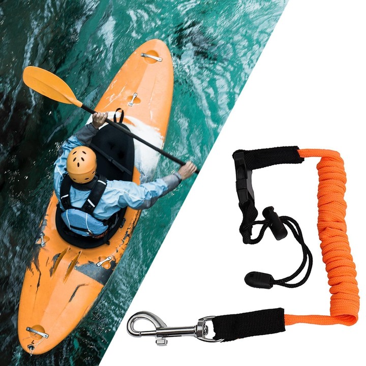 Stretchable Kayak Paddle Board Safety Rope Spring Leash With Safety Lock(Blue)