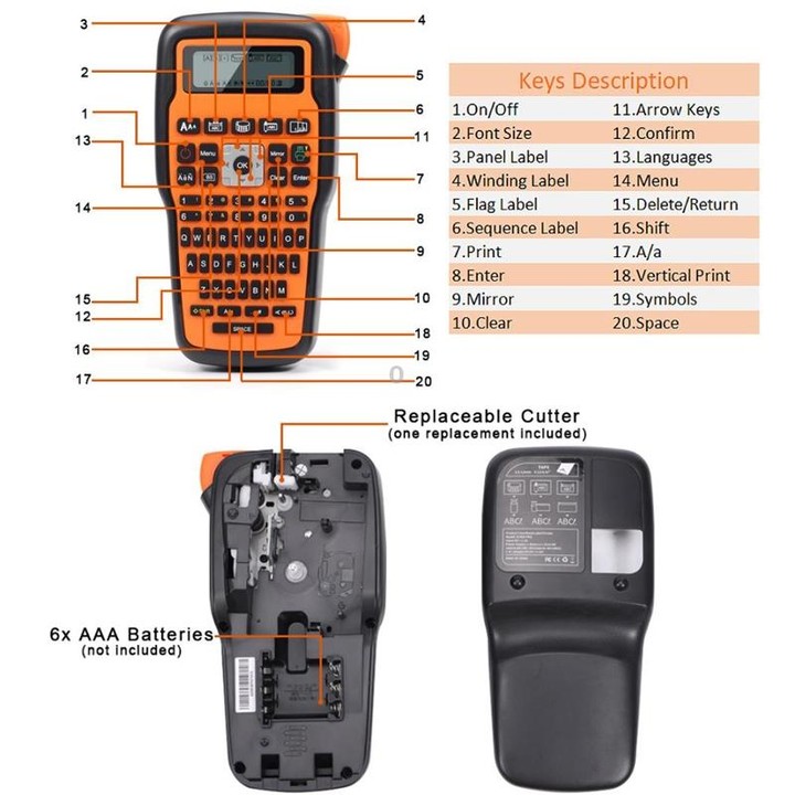 Phomemo E1000 Handheld Industrial Label Maker Thermal Transfer Printer with Keyboard (Gray)