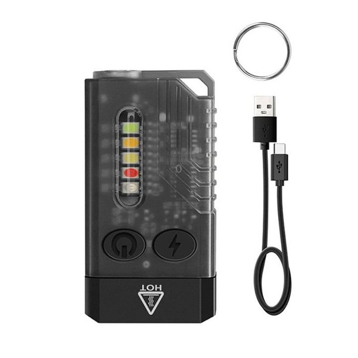 V10 Portable Keychain Light USB Rechargeable Bright Mini Flashlight(Black)