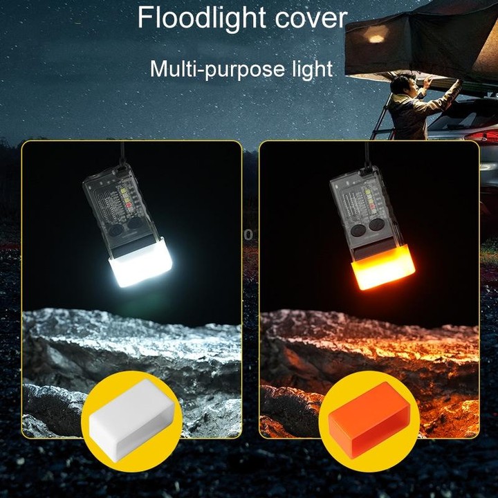 V20 Portable Keychain Light Rechargeable Bright Mini Flashlight(Black Purple Light)