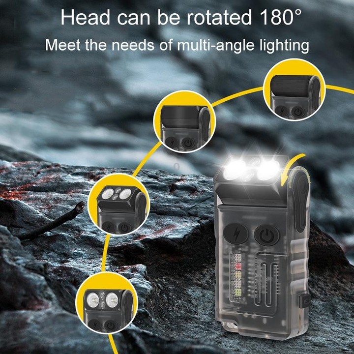 V20 Portable Keychain Light Rechargeable Bright Mini Flashlight(Black Purple Light)