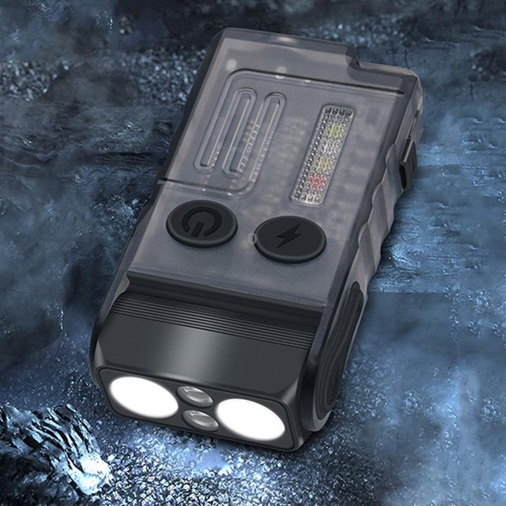 V20 Portable Keychain Light Rechargeable Bright Mini Flashlight(Black Purple Light)