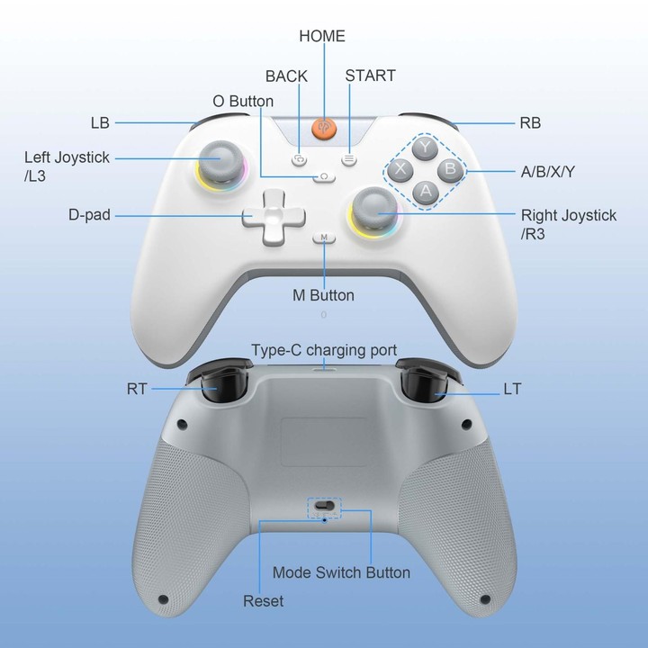 EasySMX X05 Wireless Gamepad Hall RGB Effect Controller For PC / Phone / Switch / Steam Deck(White)