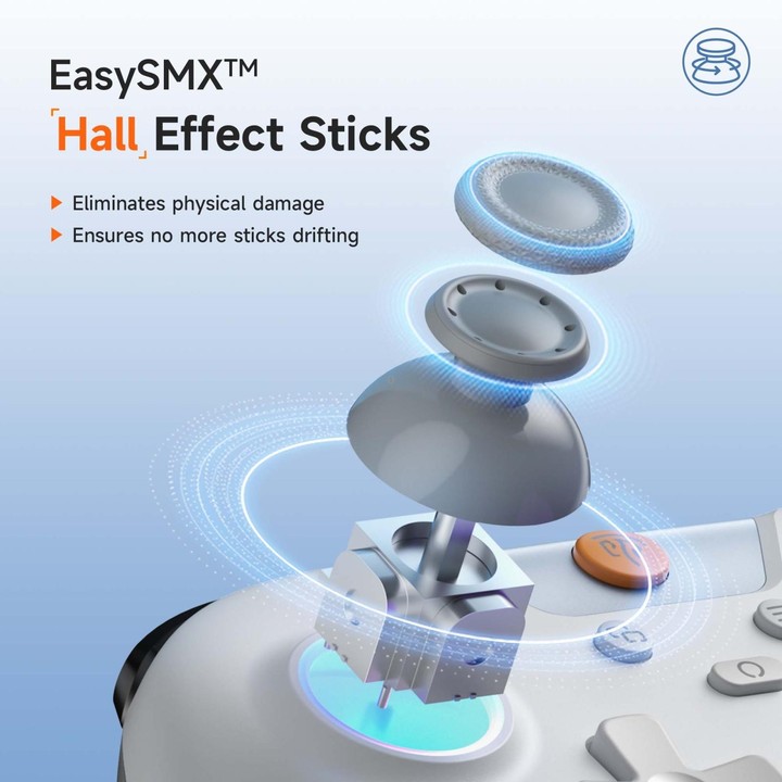 EasySMX X05 Wireless Gamepad Hall RGB Effect Controller For PC / Phone / Switch / Steam Deck(White)