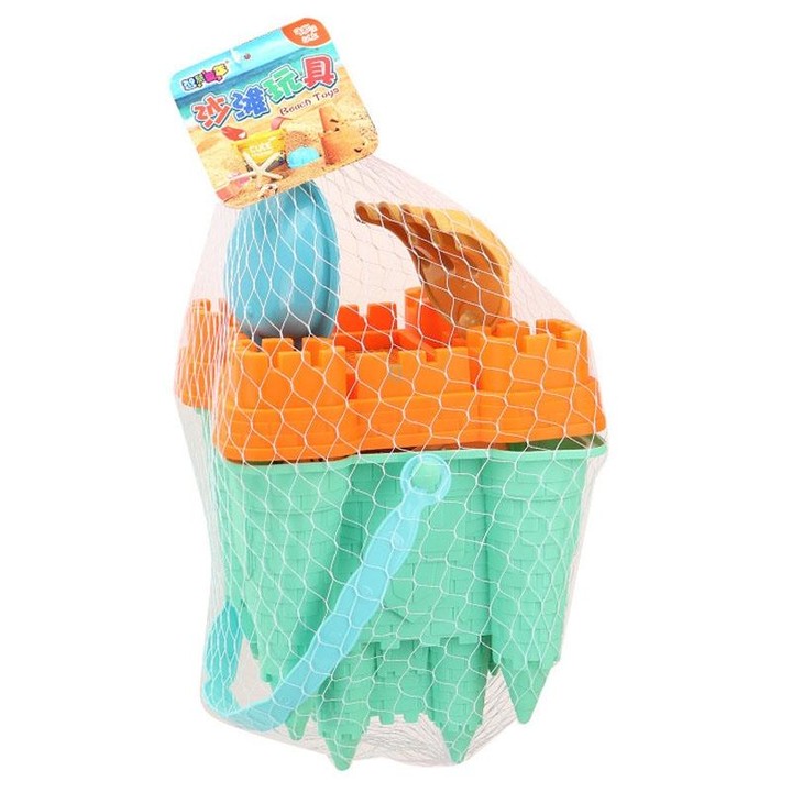 13pcs /Set Outdoor Castle Beach Toy Bucket Child Play House Cartoon Play Sand Dredging Tool(Yellow)
