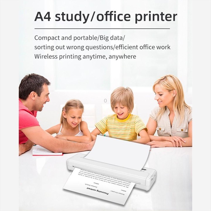 A4-XZ 203DPI A4 Home Portable Smart Wireless Inkless Thermal Printer(White)