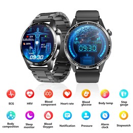 F400 1.55 Inch Screen Smart Watch Support ECG/ Blood Oxygen / Blood Sugar / 150+ Sports Mode, Color: Black Gray Silicone