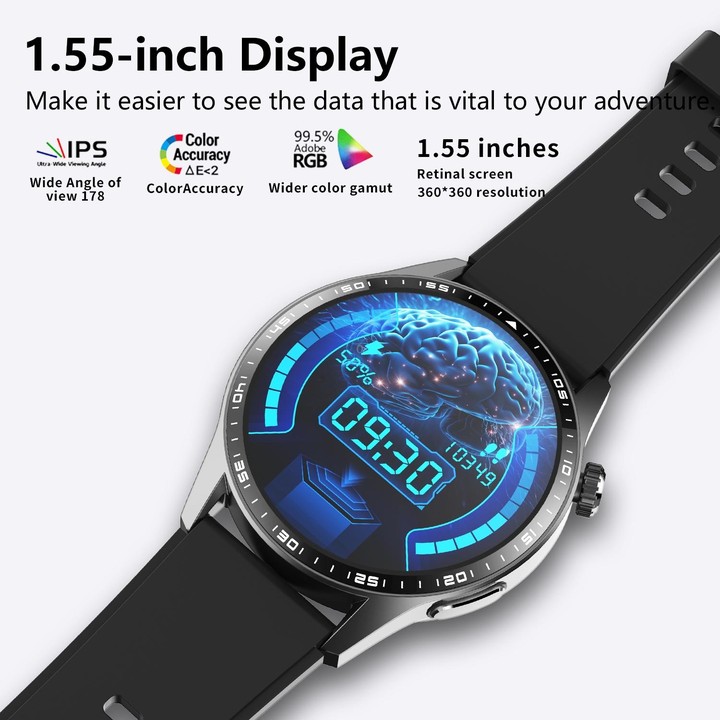 F400 1.55 Inch Screen Smart Watch Support ECG/ Blood Oxygen / Blood Sugar / 150+ Sports Mode, Color: Black Bamboo