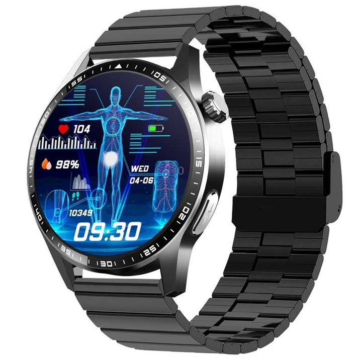 F400 1.55 Inch Screen Smart Watch Support ECG/ Blood Oxygen / Blood Sugar / 150+ Sports Mode, Color: Black Bamboo