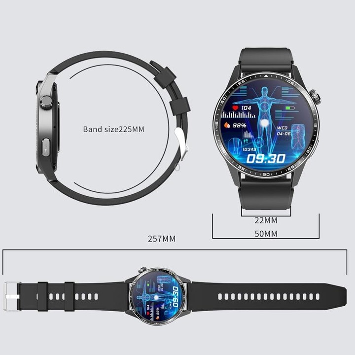F400 1.55 Inch Screen Smart Watch Support ECG/ Blood Oxygen / Blood Sugar / 150+ Sports Mode, Color: Black Bamboo