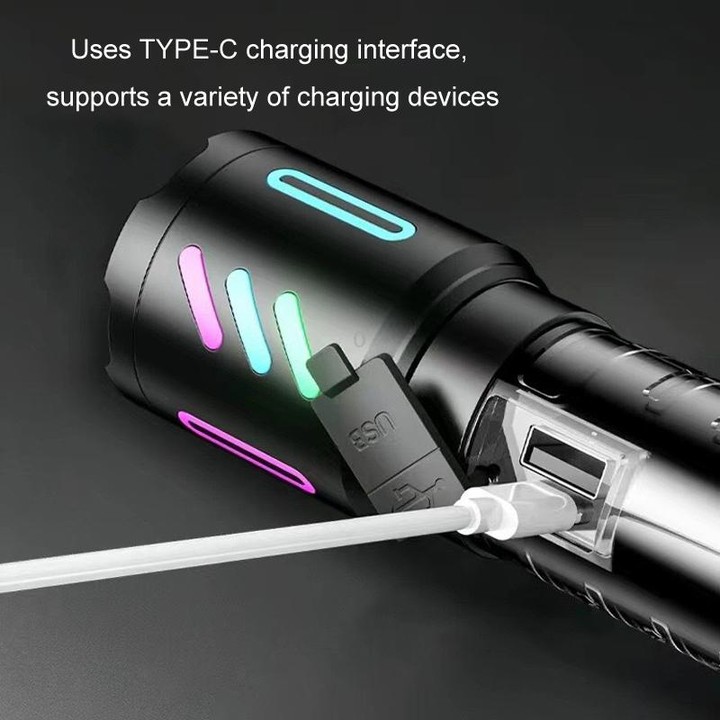Type-C Rechargeable Outdoor Zoom Strong Laser Flashlight(520)