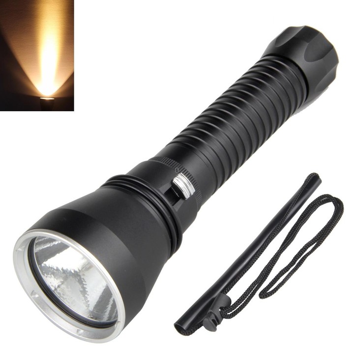 XHP70.2 Diving Flashlight 3000 Lumens IPX8 Waterproof Underwater 80m Without Battery Yellow Light