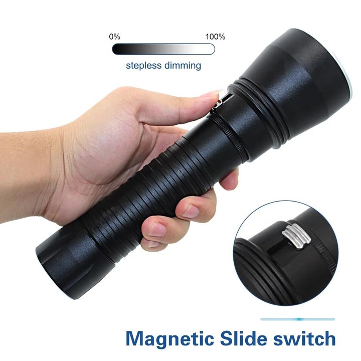 XHP70.2 Diving Flashlight 3000 Lumens IPX8 Waterproof Underwater 80m Without Battery Yellow Light