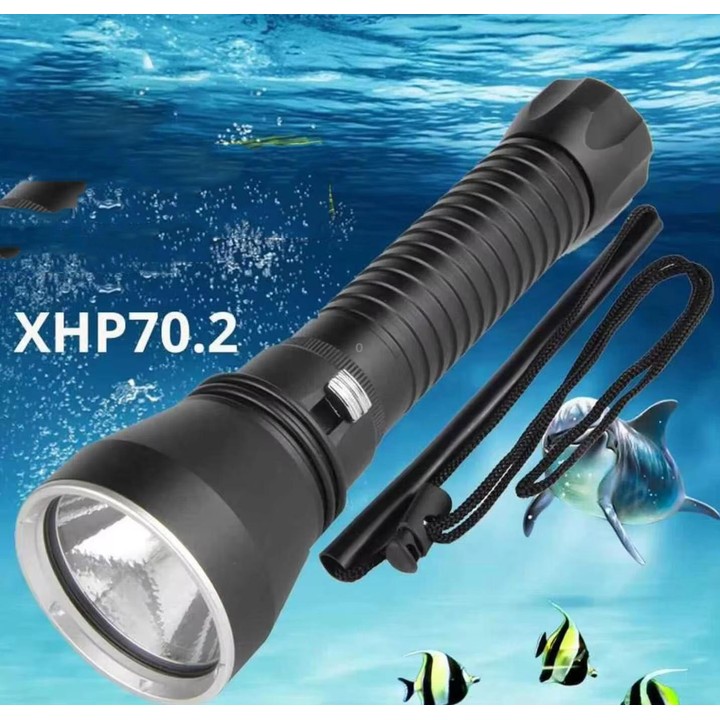 XHP70.2 Diving Flashlight 3000 Lumens IPX8 Waterproof Underwater 80m 5000mAh x 2 White Light