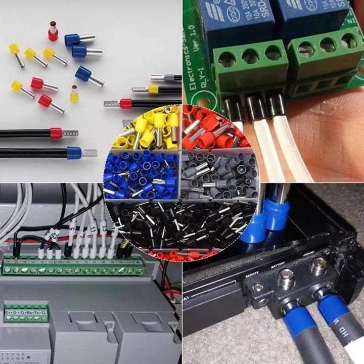 1230pcs /Set Tube-Type Cold-Pressed Terminal Block Crimping Pliers Plastic Box Set