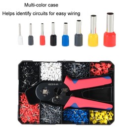 1800pcs /Set Tube-Type Cold-Pressed Terminal Block Crimping Pliers Plastic Box Set