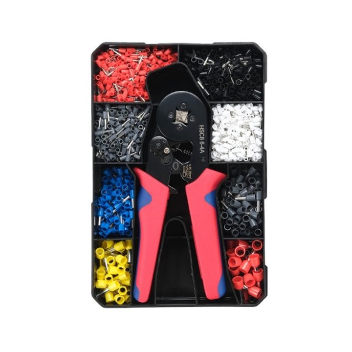 1800pcs /Set Tube-Type Cold-Pressed Terminal Block Crimping Pliers Plastic Box Set