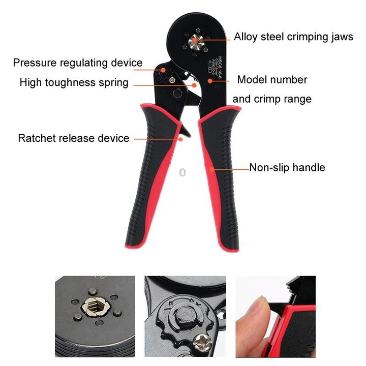 Wire Tube Type European Terminal Crimping Pliers(HCS8 16-6 Blue Red)