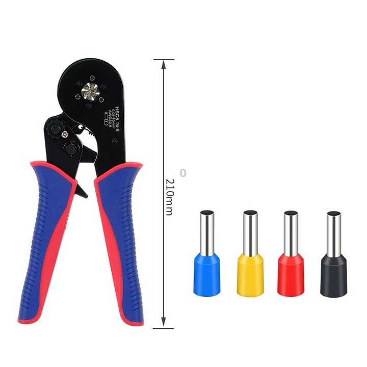 Wire Tube Type European Terminal Crimping Pliers(HCS8 16-6 Blue Red)