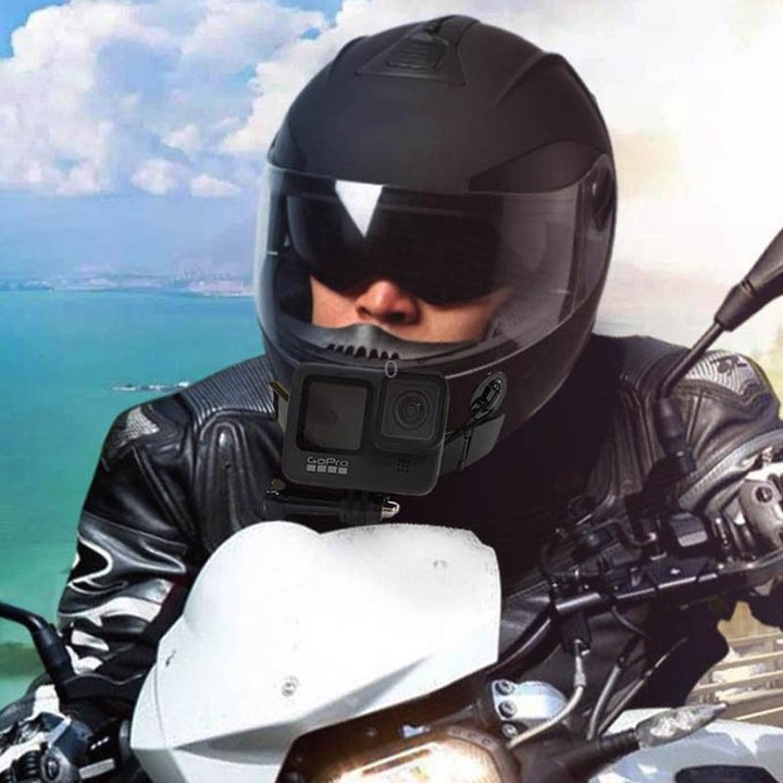 TUYU Motorcycle Integrated Hinged Helmet Chin Sports Camera Mounting Bracket, Style: With 4 Stickers