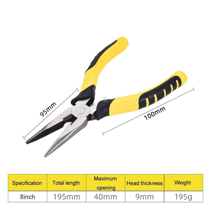 8 inch Pointed Nose Wire Pliers Industrial Grade Labor-saving Household Electrician Stripping Pliers