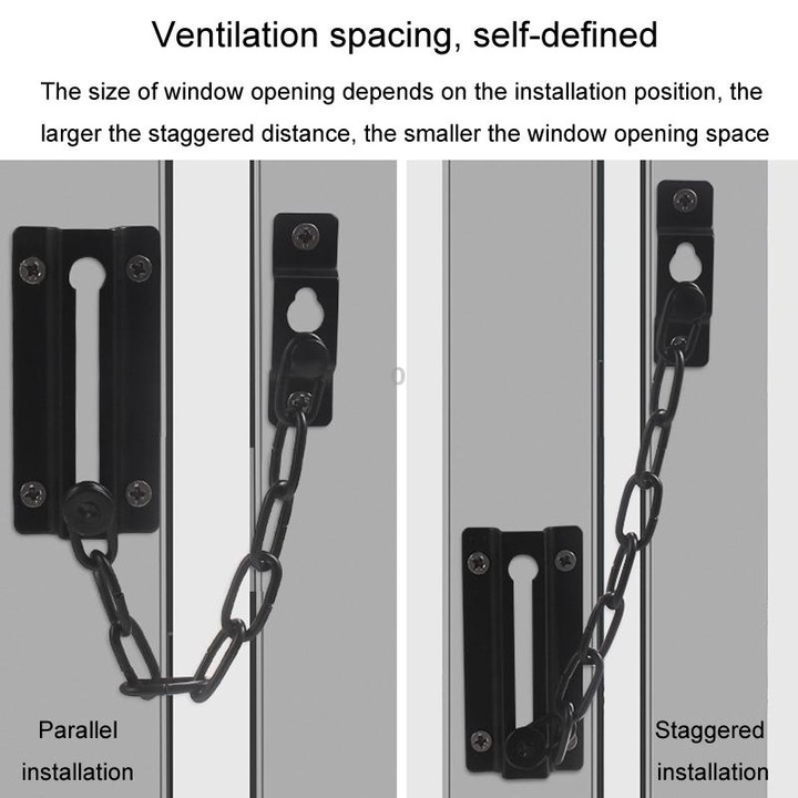 Security Door Chain Anti-theft Home Door Bolt Latch Window Chain Lock, Style: Square Silver