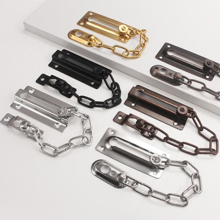 Security Door Chain Anti-theft Home Door Bolt Latch Window Chain Lock, Style: Square Red Bronze