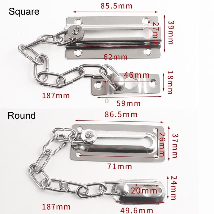 Security Door Chain Anti-theft Home Door Bolt Latch Window Chain Lock, Style: Square Red Bronze