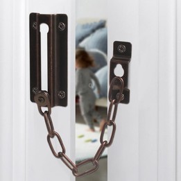 Security Door Chain Anti-theft Home Door Bolt Latch Window Chain Lock, Style: Square Red Bronze