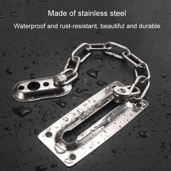 Security Door Chain Anti-theft Home Door Bolt Latch Window Chain Lock, Style: Round Silver
