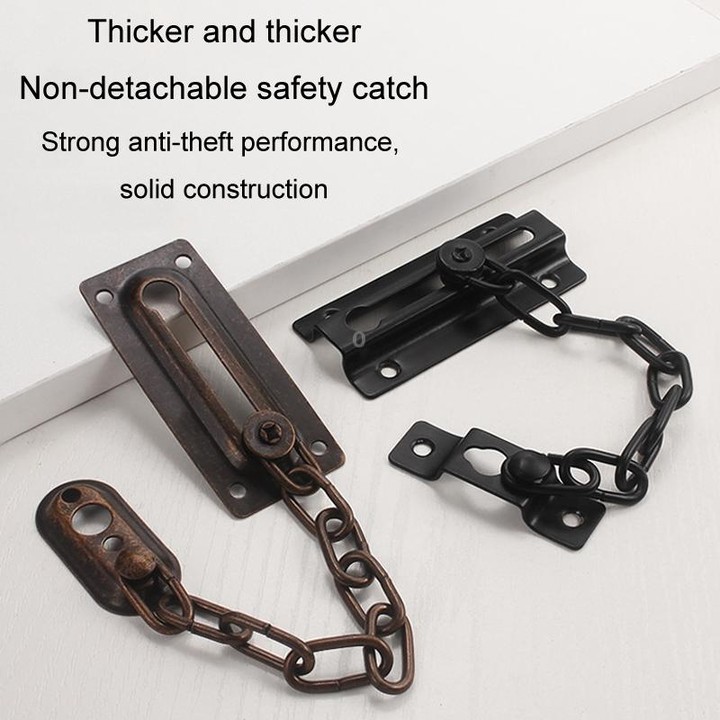 Security Door Chain Anti-theft Home Door Bolt Latch Window Chain Lock, Style: Round Silver