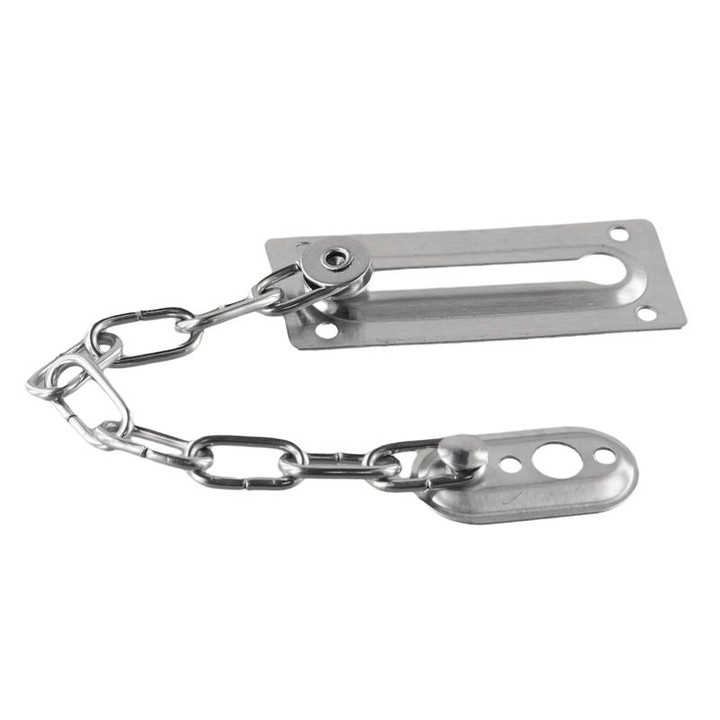 Security Door Chain Anti-theft Home Door Bolt Latch Window Chain Lock, Style: Round Silver