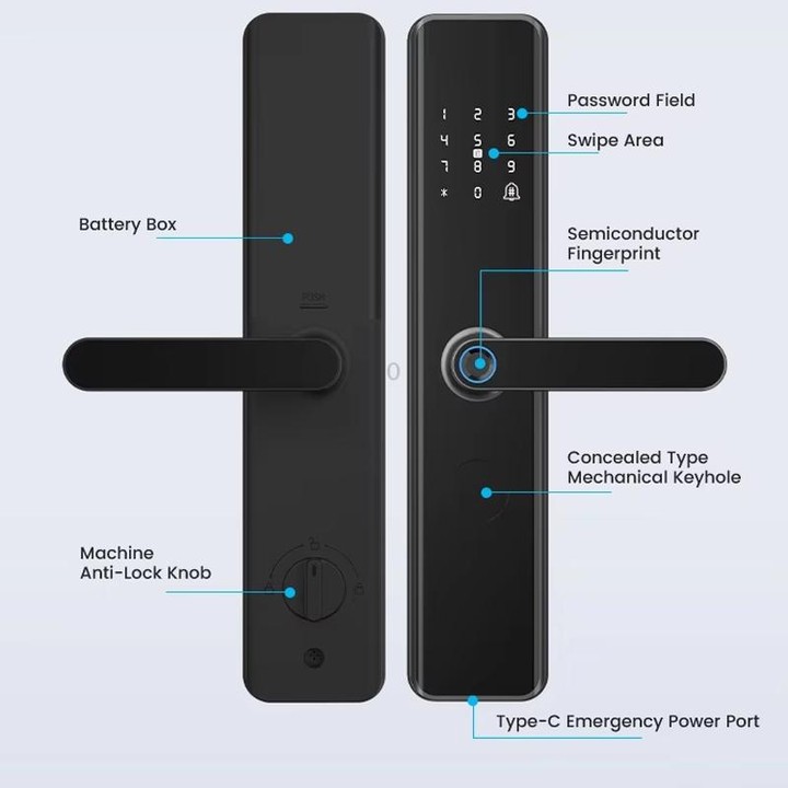 A50 Smart Fingerprint Lock Electronic Indoor Lock Apartment Lock With Handle