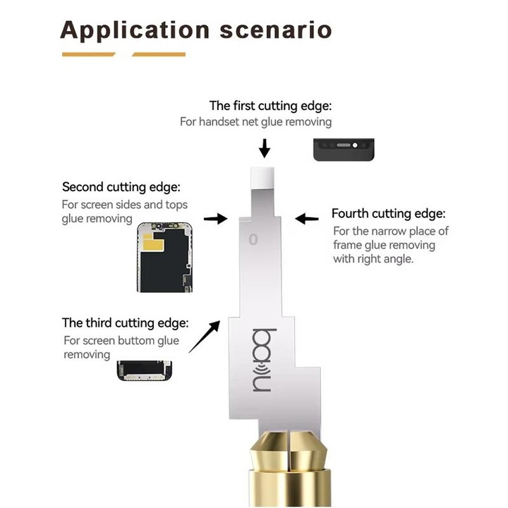 BAKU BA-214 Multi-Function LCD Repair Scraper 0.2mm Thickness Screen CPU Glue Remover Tool
