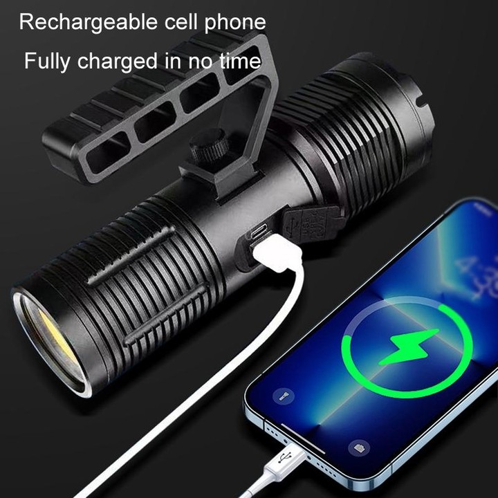 XHP160 Telescopic Zoom Searchlight Double-head Portable Outdoor Patrol LED Digital Flashlight