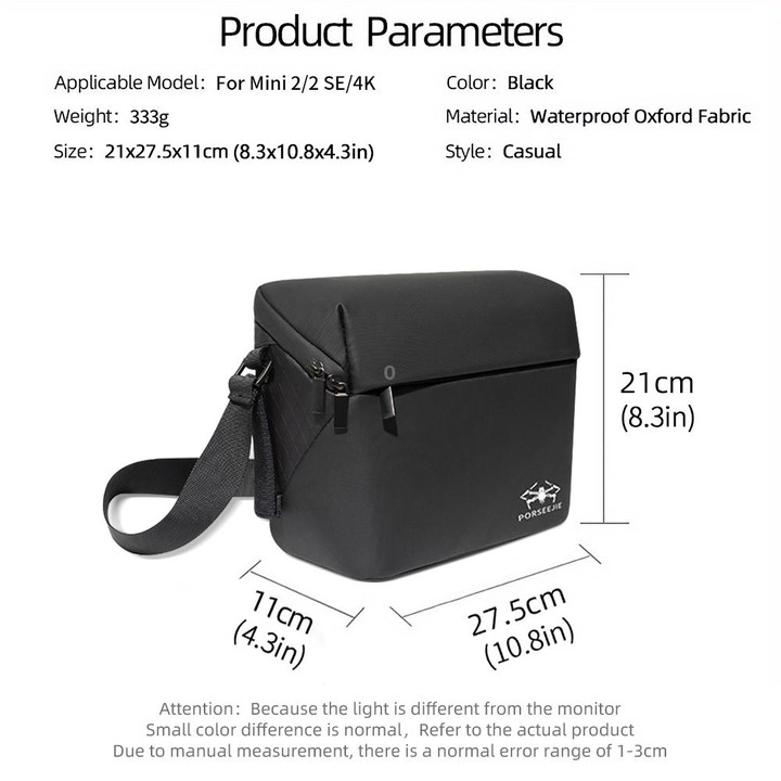 For DJI Mini 4K / Mini 2 SE / Mini 2 Portable Waterproof Shoulder Bag Messenger Bag(Black)