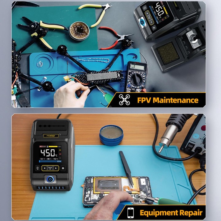 FNIRSI 200W Intelligent Constant Temperature Electric Soldering Iron Station, Set: EU Plug F210 Upgrade 3 Heads