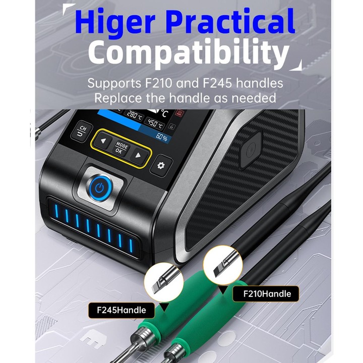 FNIRSI 200W Intelligent Constant Temperature Electric Soldering Iron Station, Set: EU Plug F245 B Head