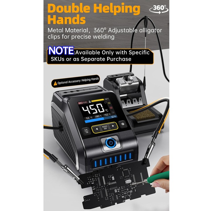 FNIRSI 200W Intelligent Constant Temperature Electric Soldering Iron Station, Set: EU Plug F245 Upgrade 6 Heads