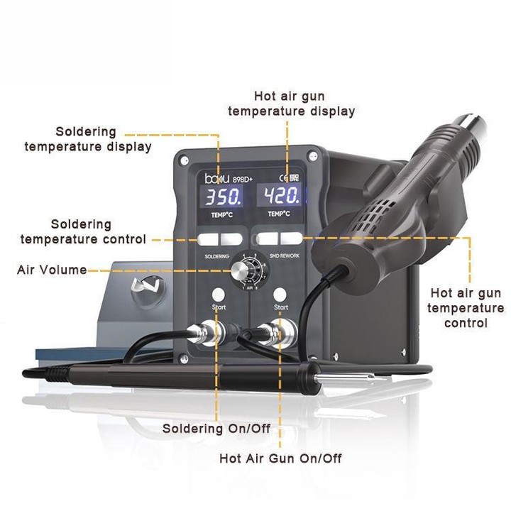 BAKU BA-898D+ T12 Solder Station Adjustable Temperature Electric Digital Soldering Iron For Phone Repair US Plug 110V