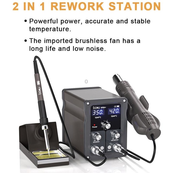 BAKU BA-898A+ 2-In-1 Soldering Station Hot Air Station Adjustable Temperature US Plug 110V