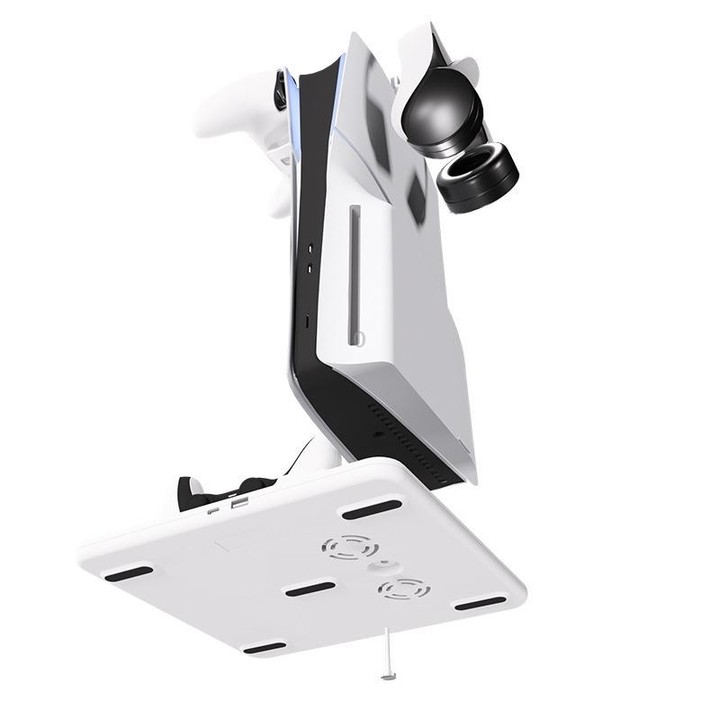 For PS5 Slim iplay Multifunctional Cooling Stand with Dual Controller Charging Station Headset Holder and 6 Game Card Storage