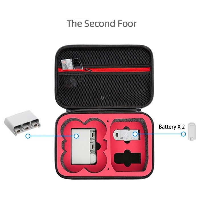 For DJI Neo Fly More Combo Carrying Case Handbag Protective Box(Gray + Red Inner)