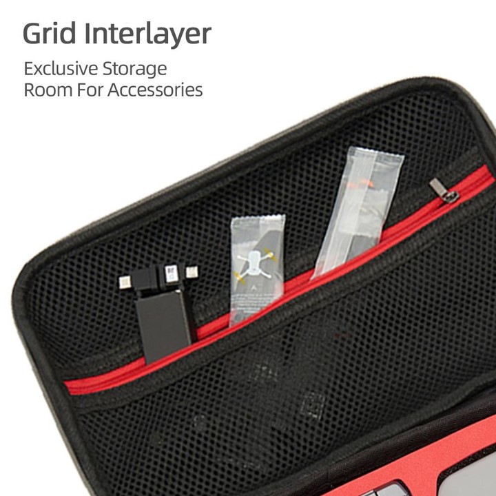 For DJI Neo Fly More Combo Carrying Case Handbag Protective Box(Gray + Red Inner)