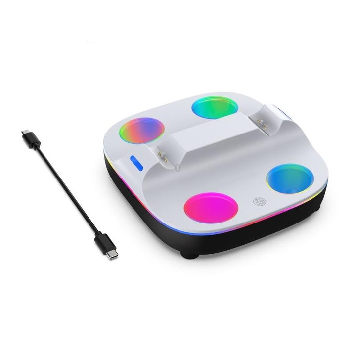 For PS5 Controller Dual Charger Charging Stand Docking Station With RGB Ambient Light(White Black)