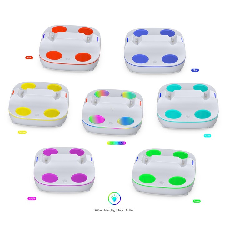 For PS5 Controller Dual Charger Charging Stand Docking Station With RGB Ambient Light(White Black)