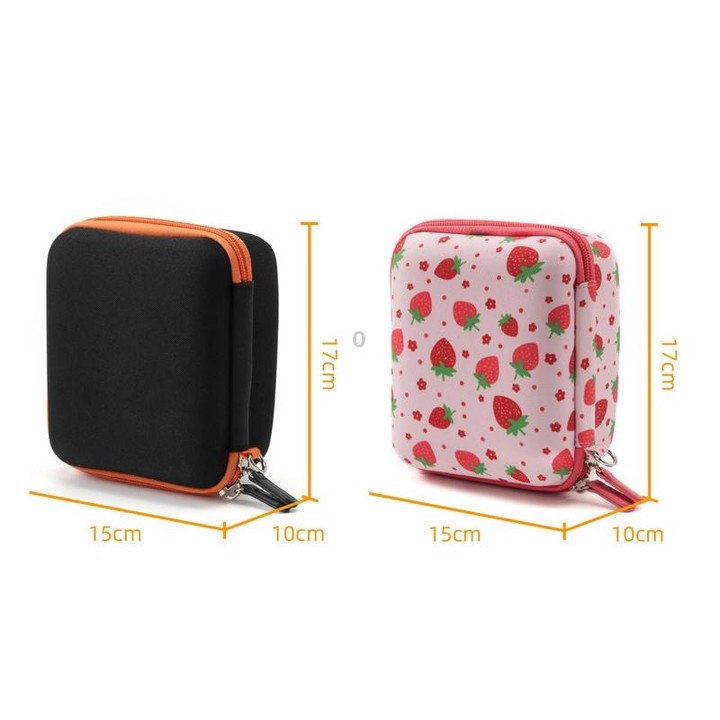 Cwatcun D156 Large Portable Storage Bag Small Microslice Hard Shell Camera Bag(Strawberry Pink)