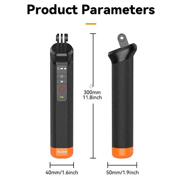 TELESIN Bluetooth Buoyancy Bar 15m Waterproof Depth For GoPro HERO13 / 12 / 11 / 10 / 9 / 8 Black