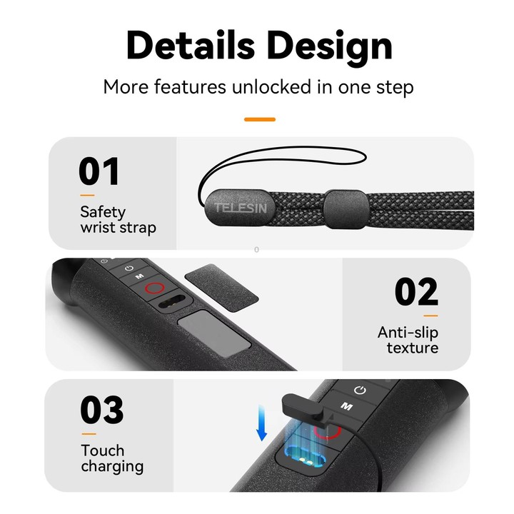 TELESIN Bluetooth Buoyancy Bar 15m Waterproof Depth For GoPro HERO13 / 12 / 11 / 10 / 9 / 8 Black