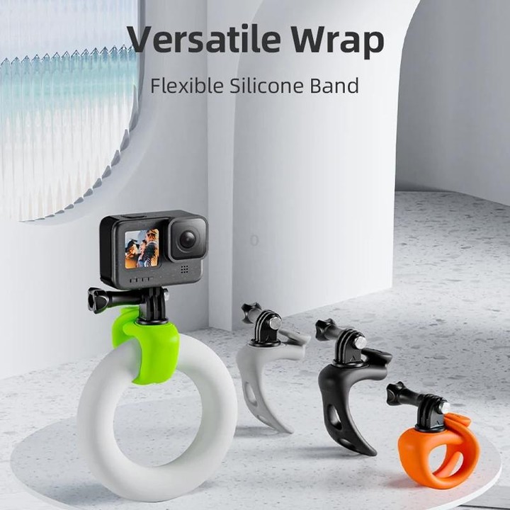 TELESIN Action Camera Mount Silicone Adjustable Mini Flexible Bracket For GoPro HERO / Insta360 / DJI Action Camera(Orange)